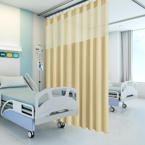 Flame Retardant Hospital Curtains Room Divider,Grommet Cubicle Curtains Divider Privacy Curtains for Hospital, Clinic, Lab(1 Panel, 5x8FT,Beige)