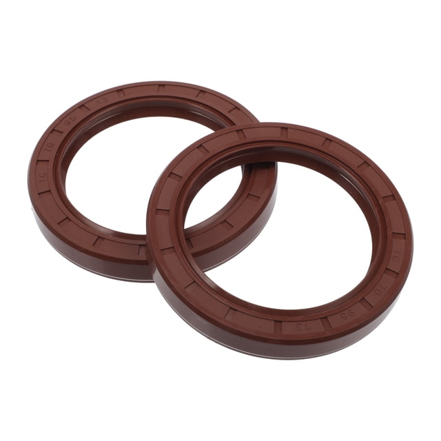 Sellos de aceite universales TC de doble labio con resorte de acero, sellos de eje rotativo de alta presión de goma FKM marrón, 2 piezas 70x95x13mm