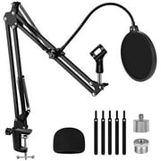 InnoGear Adjustable Microphone Stand for Blue Yeti Nano Suspension Boom Scissor Arm with Screw, Windscreen and Dual Layered Pop Filter