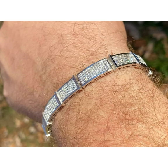 Tennis Bracelet Men's 925 Sterling Silver 7 CT Round Cut White Moissanite