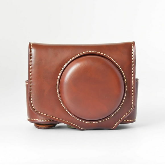 Amdohai Leather Camera Case Bag with Strap for Canon Powershot G7 X Mark II G7X II Camera Coffee