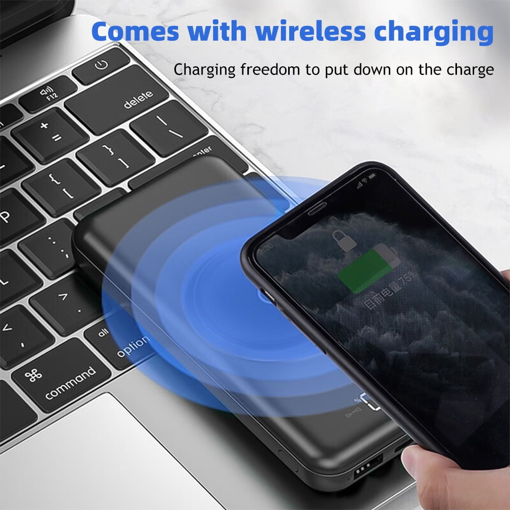 Portable Charger with Built in Cables, 10000mAh Slim USB C Power Bank,4 Output 2 Input LED Display External Battery Pack Phone Charger Compatible with iPhone,Samsung,Android