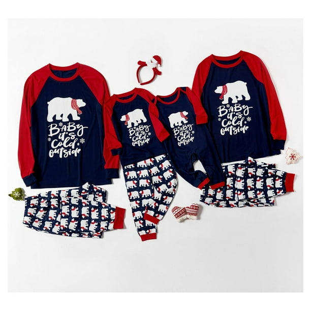 PatPat Mosaic Family Matching Polar Bear Christmas Pajamas Sets