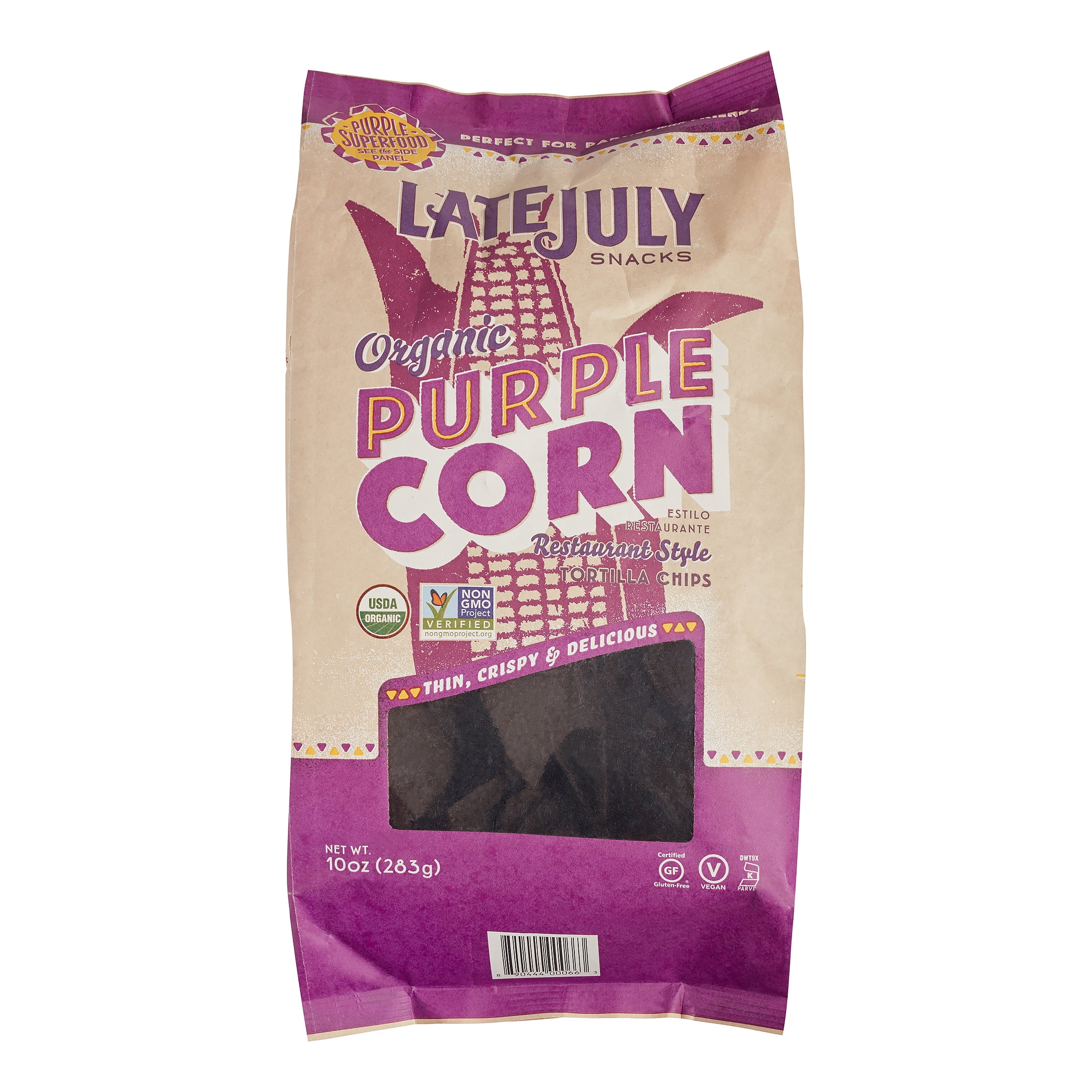 Late July Snacks Organic Restaurant Style Tortilla Chips Purple Corn