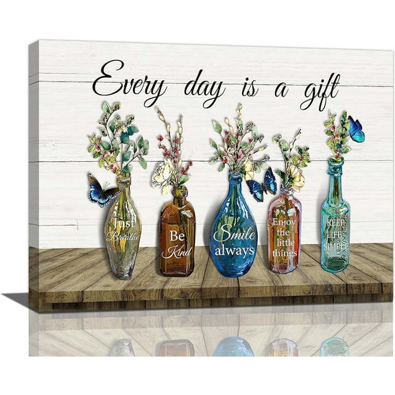 Farmhouse Flower Wall Art Rustic Eucalyptus Leaf Pictures Wall Decor Country Floral Painting Canvas Prints Home Artwork Framed Decoration, Green Eucalyptus, 12''''x16''''