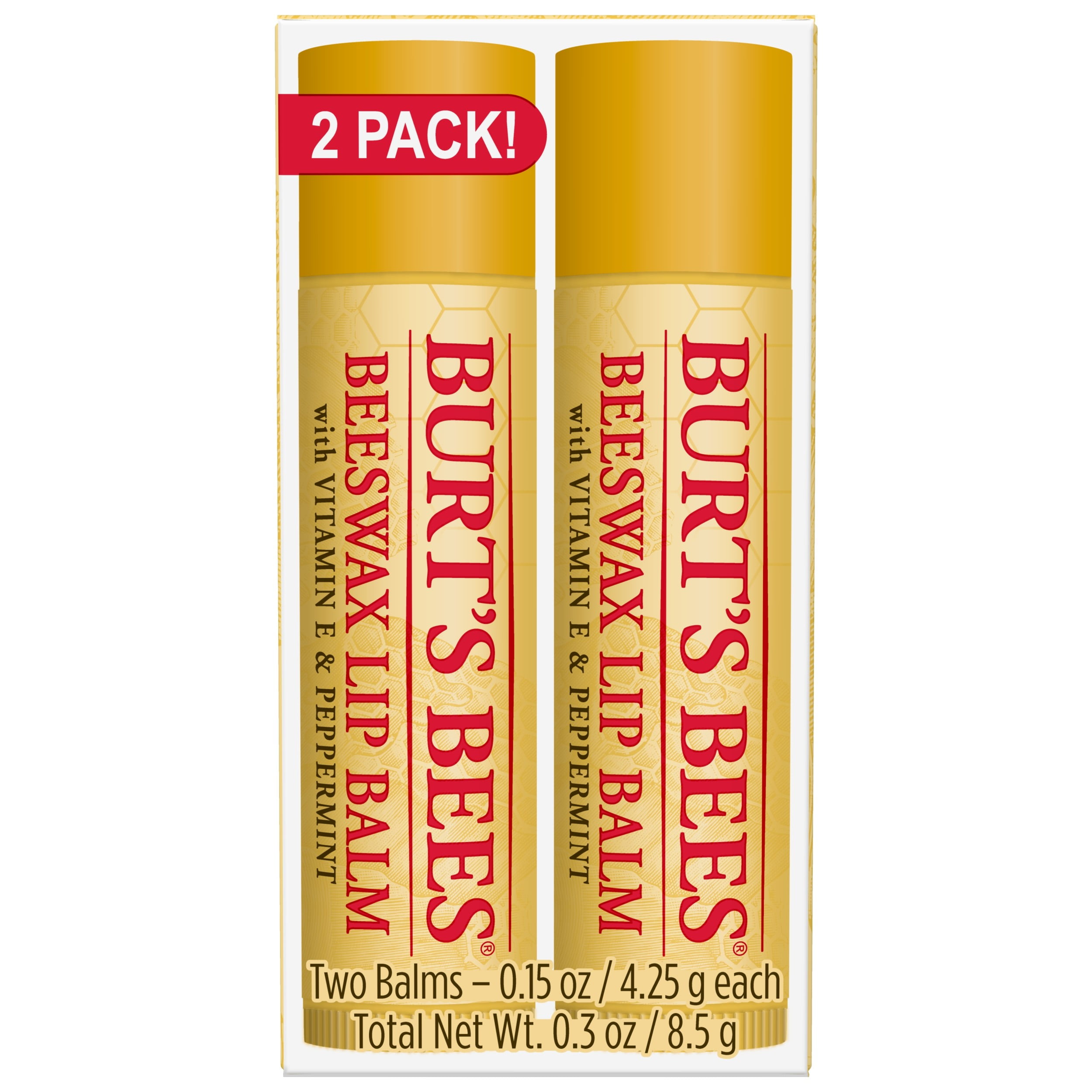 Integraal Humaan Uitsteken Burt's Bees 100% Natural Origin Moisturizing Lip Balm, Original Beeswax, 2  Tubes - Walmart.com