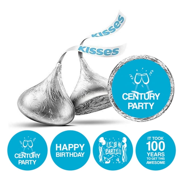 Darling Souvenir Its Took 100 Years Birthday Theme Stickers Candy Labels DIY 190 Pcs-Turquoise Blue