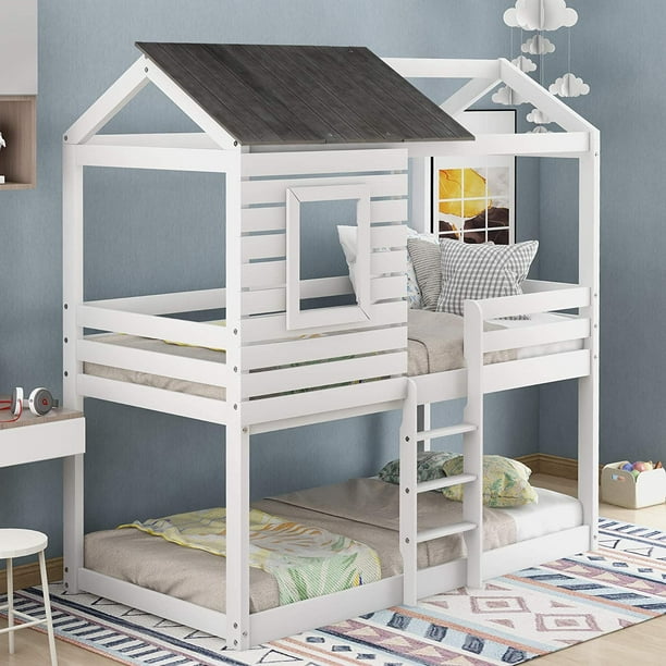 Churanty Twin Over Bunk Bed Wood, Fire Station Bunk Bed Furniture Row