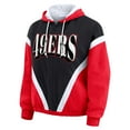 thumbnail image 2 of Women's WEAR by Erin Andrews Black/Scarlet San Francisco 49ers Retro Crinkle Full-Zip Hoodie Windbreaker, 2 of 5