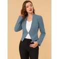 thumbnail image 3 of Chaqueta Allegra K Corta Casual De Negocios Sin Cuello Para Mujer Gris azul2 S, 3 of 6