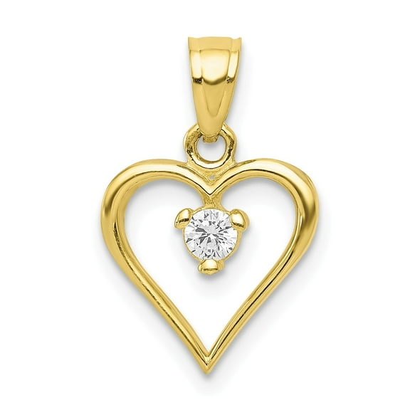 10K Yellow Gold Charm Pendant Cubic Zirconia CZ 15 mm 10