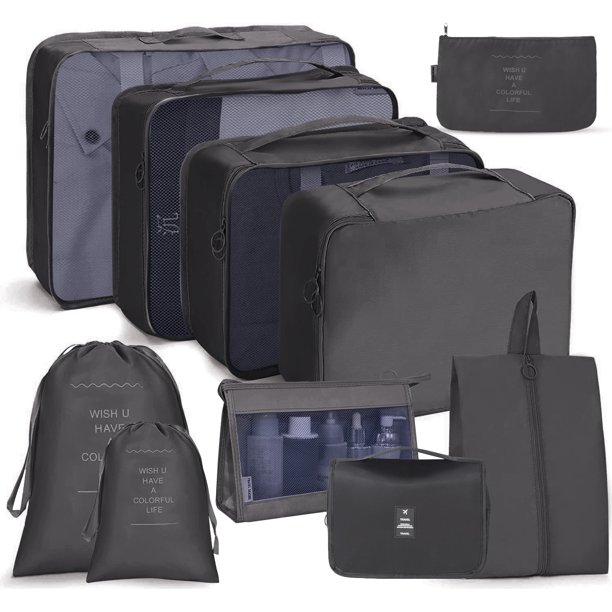 Bolsa de almacenamiento de viaje, juego de 10 piezas, organizador de ropa para equipaje de viaje, bolsa de almacenamiento, juego de almacenamiento simple y separado