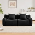 thumbnail image 3 of Soft Teddy Fabric Boneless Sofa With 32D High Density Sponge, No Assembly Required Modern Design For Living Room And Bedroom, Anti-Slip Base In Black, 3 of 9