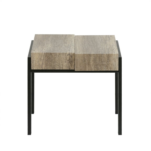 LuxenHome Oak Engineered Wood and Metal Side Table