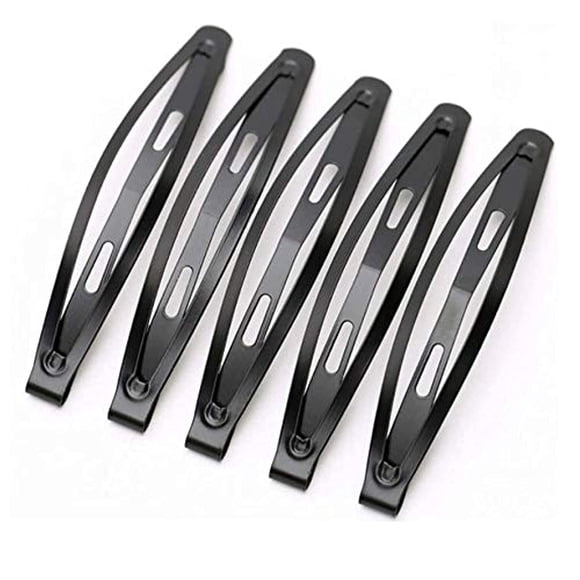 LASSUM 24 pinzas grandes de metal para el pelo de 2,36 pulgadas de largo, antideslizantes, pasadores para mujeres y niñas (negro)