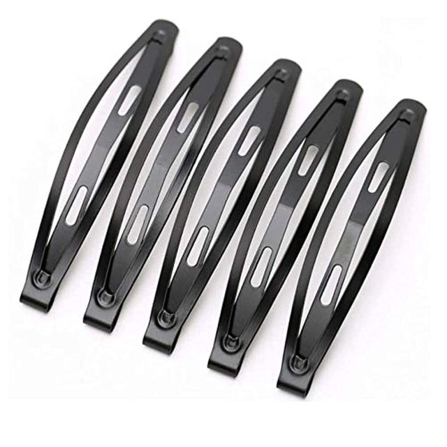 LASSUM 24 pinzas grandes de metal para el pelo de 2,36 pulgadas de largo, antideslizantes, pasadores para mujeres y niñas (negro)