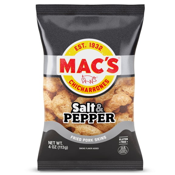 Mac's Salt & Pepper Fried Pork Skins, 4 oz Bag
