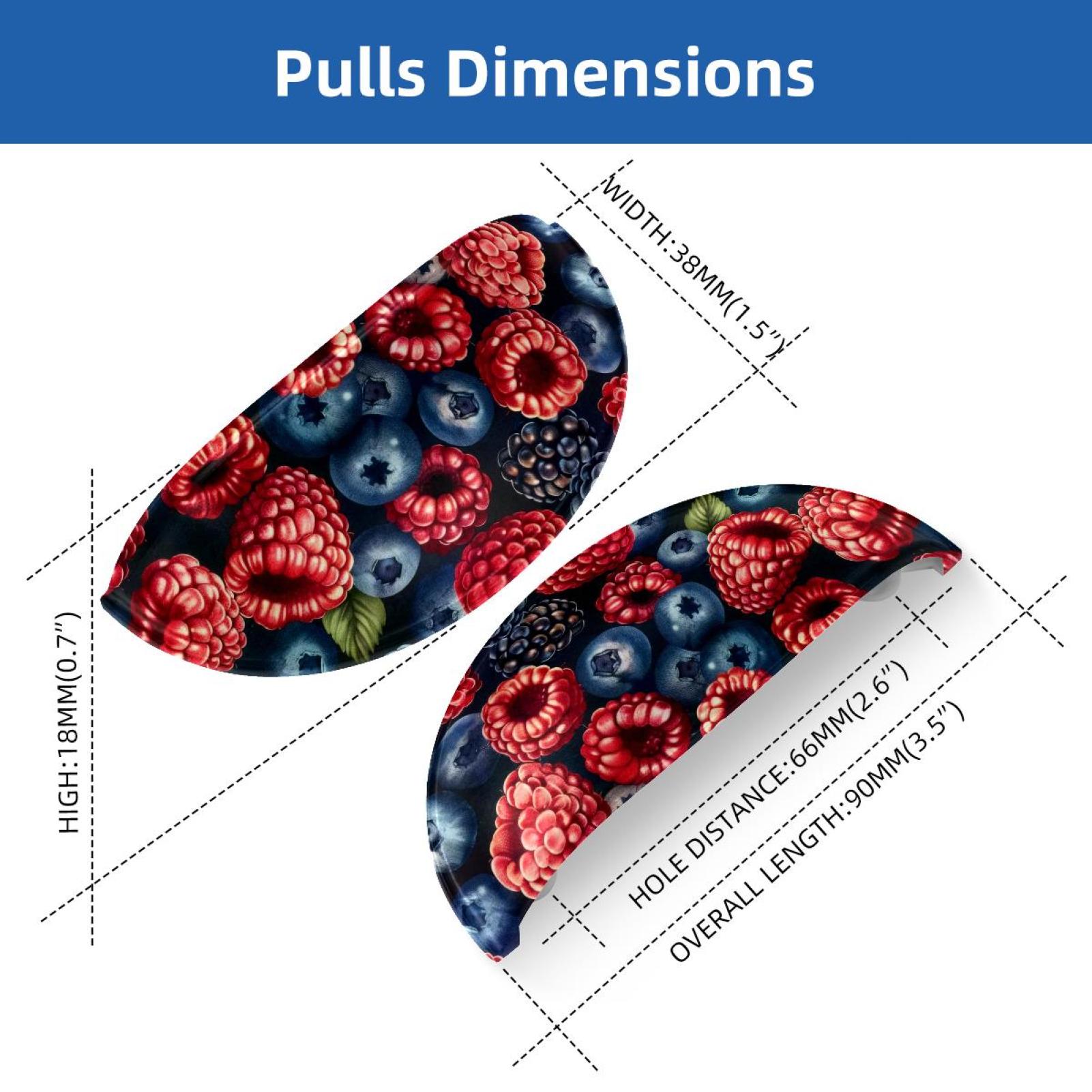 PhooArto 6 Pcs Cup Drawer Pulls, Fruits Blueberry Raspberry Pattern Shell Shape Handles Cabinet Knobs for Dresser Cupboard Closet Wardrobe with Screws