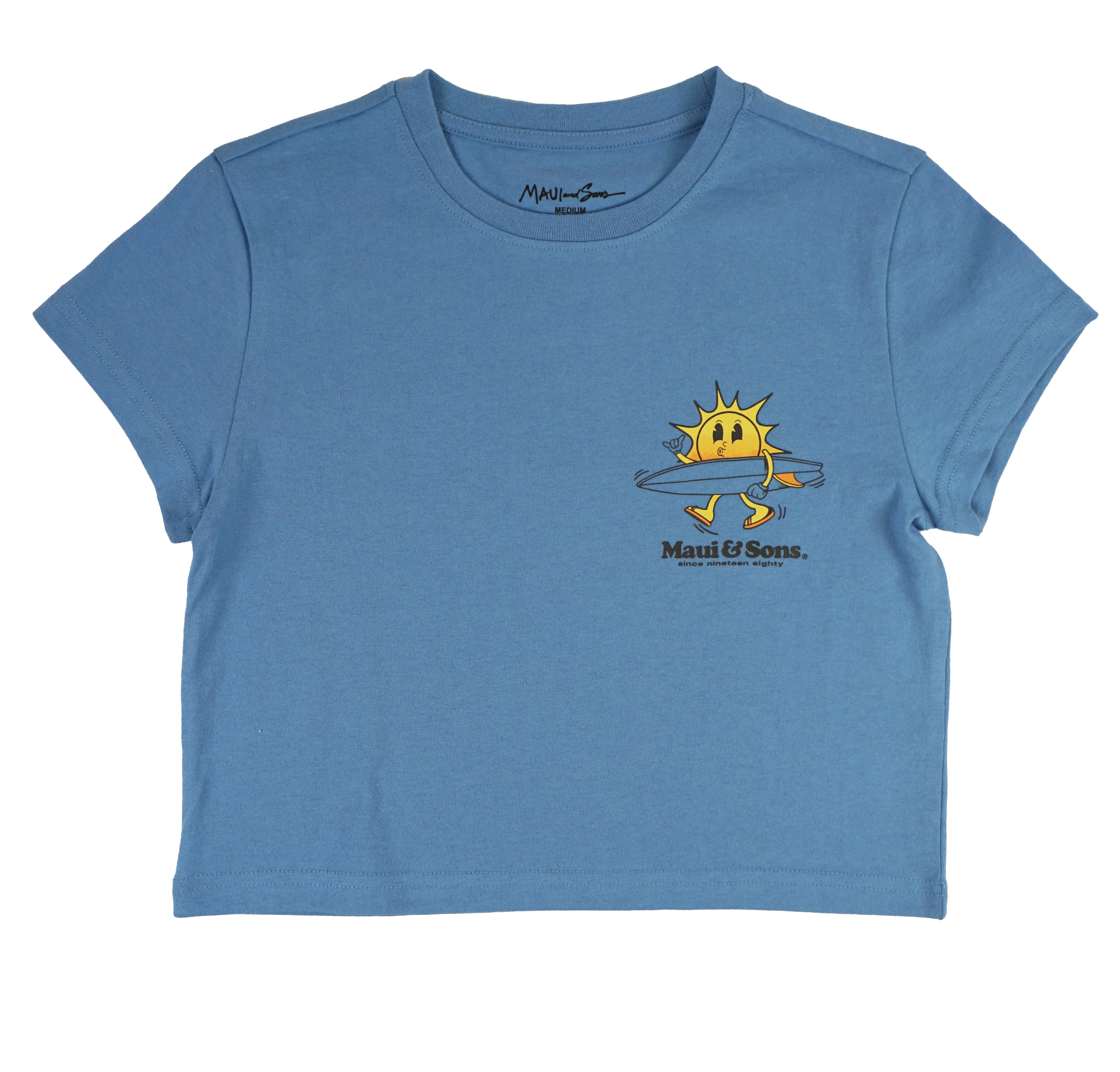 Maui and Sons Outside Short Sleeve Girl's T-Shirt Crew Neck Graphic Tee Inspired by California Surf Culture & Designed for Everyday Comfort