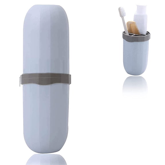Toothbrush Case Multifunctional Toothbrush Storage Box Portable Travel Wash Cup Toothbrush Cup Wall Mounted Toothbrush Holder for Bathroom, Useful for Travel, Camping, Business, School-Space Blue