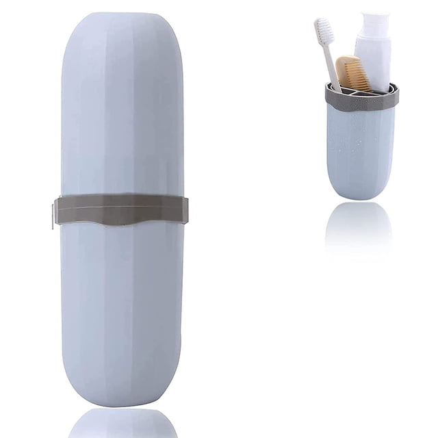 Rawiri Estuche para cepillos de dientes Caja de almacenamiento multifuncional para cepillos de dientes Taza de viaje portátil Taza para cepillos de dientes Soporte para cepillos de dientes montado en