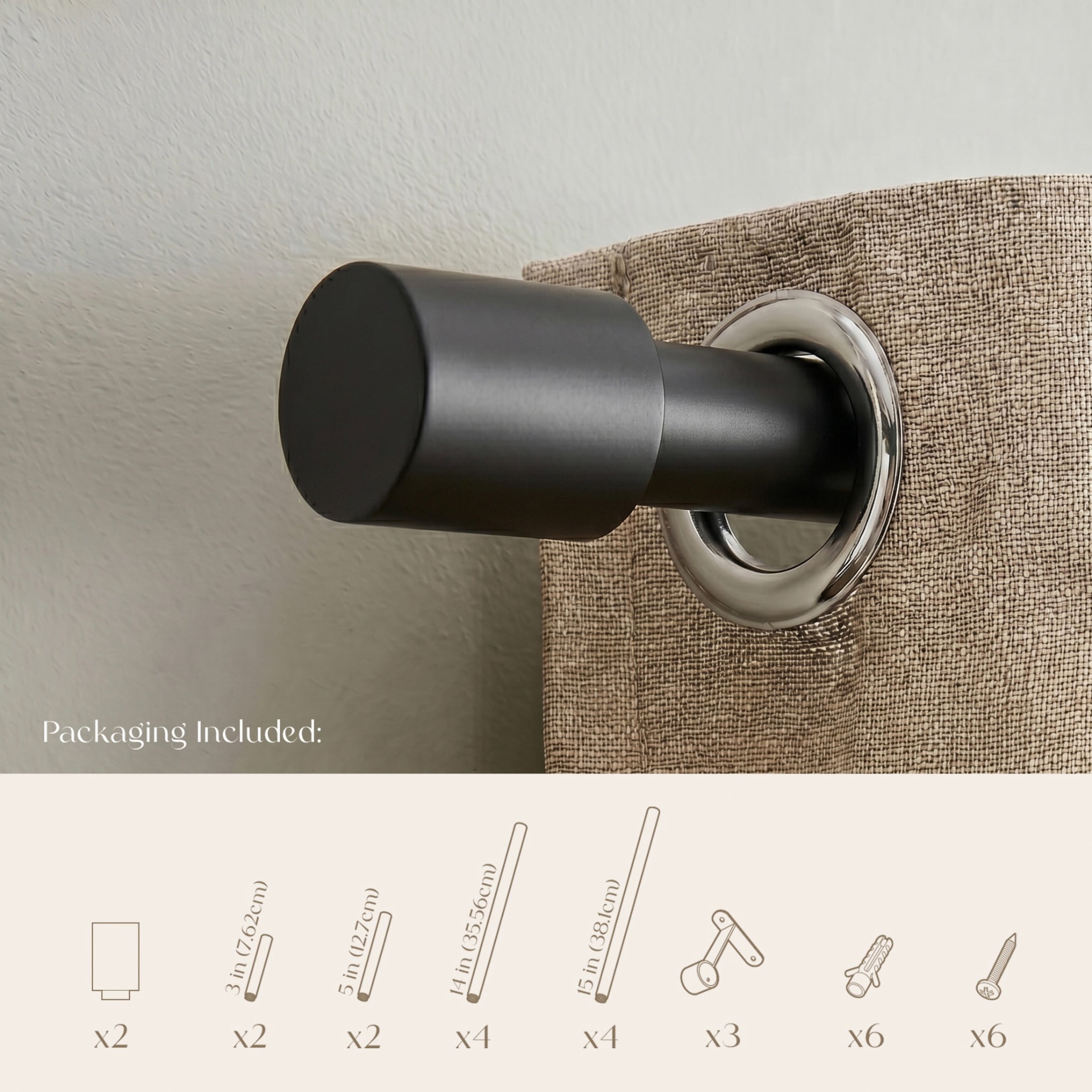 Dwell Studio, Cutomizable Curtain Rods, 3/4" Iron Material, 20 inch-120 inch Kit, Matte Black