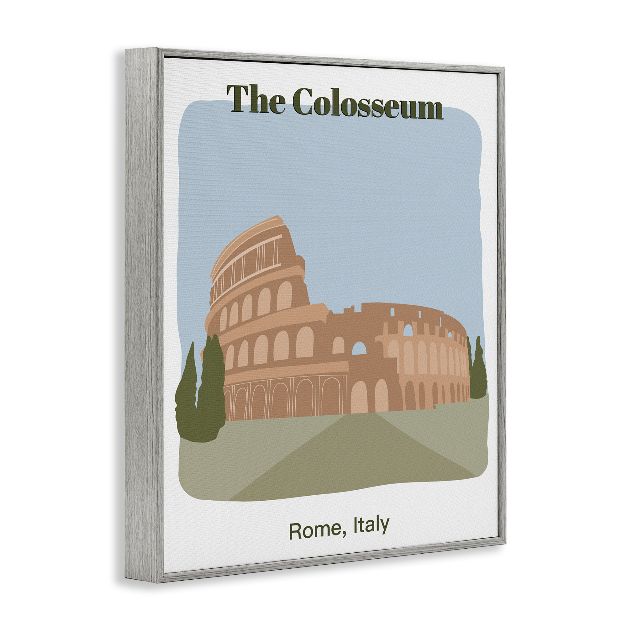 Stupell Industries The Colosseum Architecture Town & City Painting Gray Framed Art Print Wall Art, 11 x 14