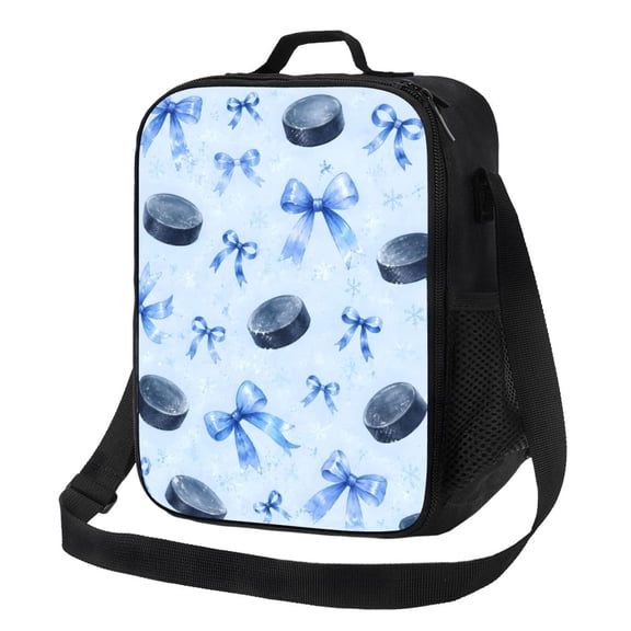 Ice Hockey Puck Lunch Bag Insulated Thermal Lunch Box with Shoulder Strap & Handle for Women and Men