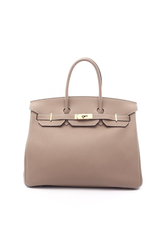 Pre-Owned Hermes Birkin 35 Etoupe Handbag, Togo Leather, Women's, Gray