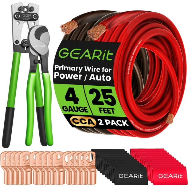 Kit de cables de tierra GearIt calibre 4 CCA (7,6 m cada uno) con herramientas y lengüetas