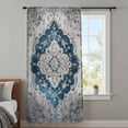 thumbnail image 4 of Blue Boho Floral Sheer Curtains 45 Inches Long, Vintage National Floral Textured Light Filering Curtains, Breathable Simi Curtain Privacy Drapes for Kitchen Bathroom Small Window Treatment, 4 of 9