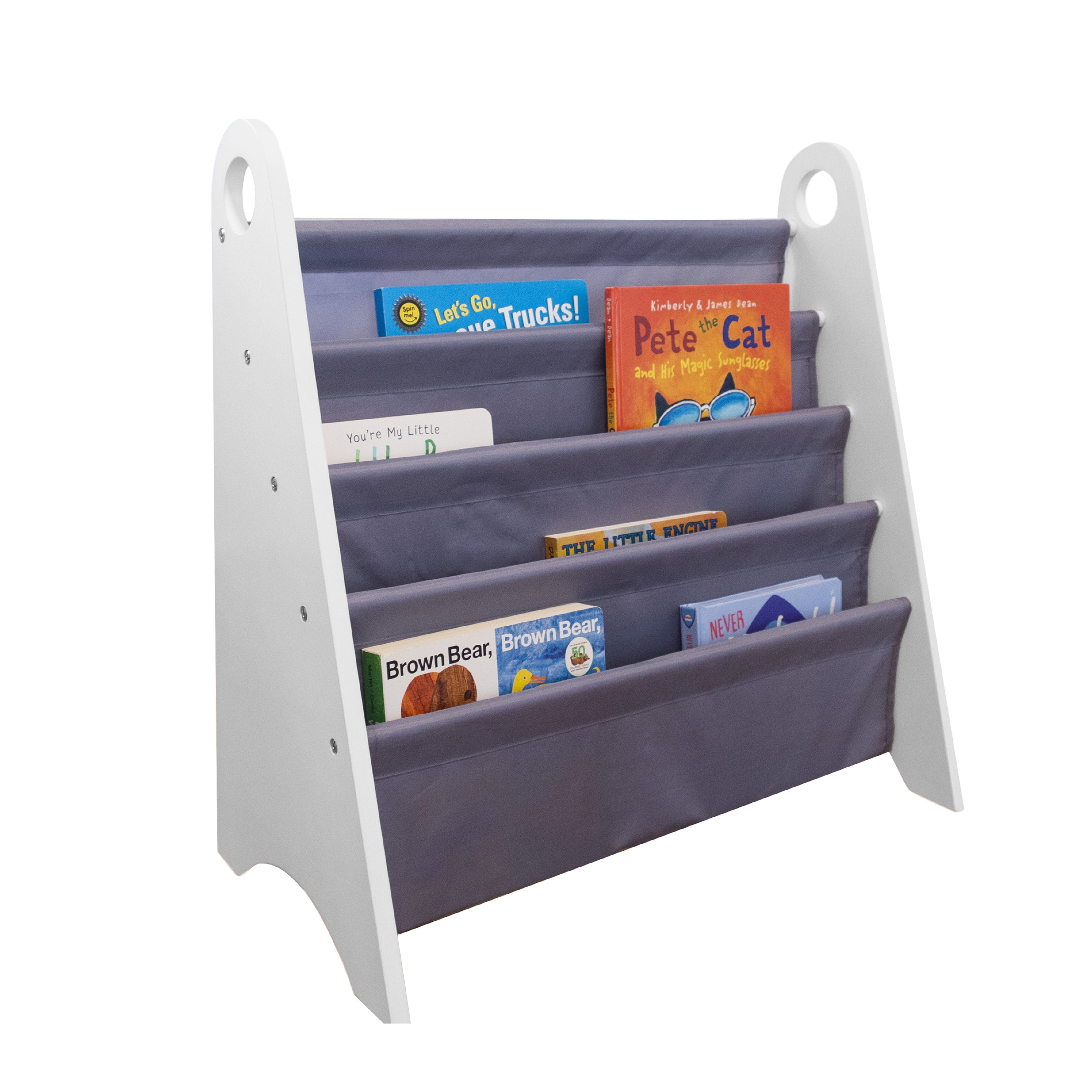 Modern Sling Bookshelf White w/ Gray