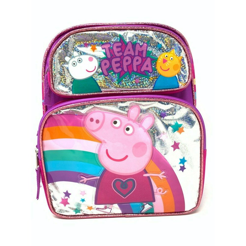Licensed Toddler Peppa Pig 12" Mid Size Backpack Team Peppa