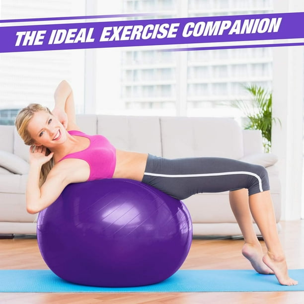 Jhijhoo Exercise Ball 55 75cm Birthing Ball Stability Ball Included Quick Yoga Ball Pump Purple 2 000 Pound Capacity 55cm