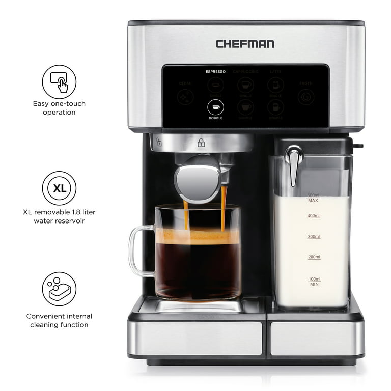Mr. Coffee Programmable Espresso, Cappuccino, Coffee Maker With Automatic  Milk Frother And 15-bar Pump Stainless Steel Black : Target