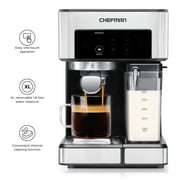 Chefman 1.8L Barista Pro Espresso Machine, Stainless Steel