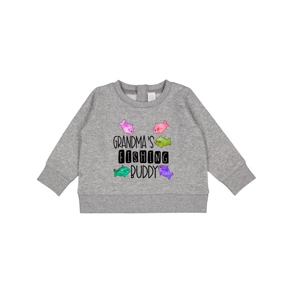 Inktastic Grandma's Fishing Buddy with Colorful Fish Baby Sweatshirt