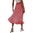 thumbnail image 2 of Falda midi floral para mujer, falda de playa con volantes cruzados, cintura alta, abertura Floral rojo Ditsy G Floral rojo Ditsy G Xishao ropa, 2 of 2