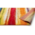 thumbnail image 4 of Puglia Multi Stripe Red Orange Yellow Blue Stripe Modern Geometric Brush Stroke Area Rug 8x10 (7'10" x 9'10") Easy Clean Stain Fade Resistant Shed Free Abstract Contemporary Lines Ombre Thick Soft, 4 of 6