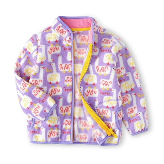 Hrsba Boys Girls Winter Outerwear Coats,Casual Jacket for Kids,Children's Fleece Jacket Stand Collar Boys And Girls KidsFleece Jacket,Purple,150