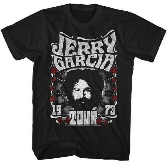 Jerry Garcia 1973 Tour Roses T-Shirt - Black