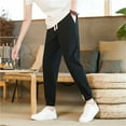 thumbnail image 3 of OSOLU Solid Color Men'S Loose Straight Cotton Bloomers Summer Casual Pants Men'S Breathable Pants Trousers Daily Relaxed Fit Breathable Bottoms, 3 of 3