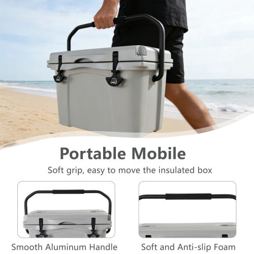 Maircle 25QT Portable Cooler, Insulated Hard Cooler with Bottle Opener, Cup Holder, Forming Ruler, 5-7 Day Ice Retention, Travel, Beach, Camping, Fishing