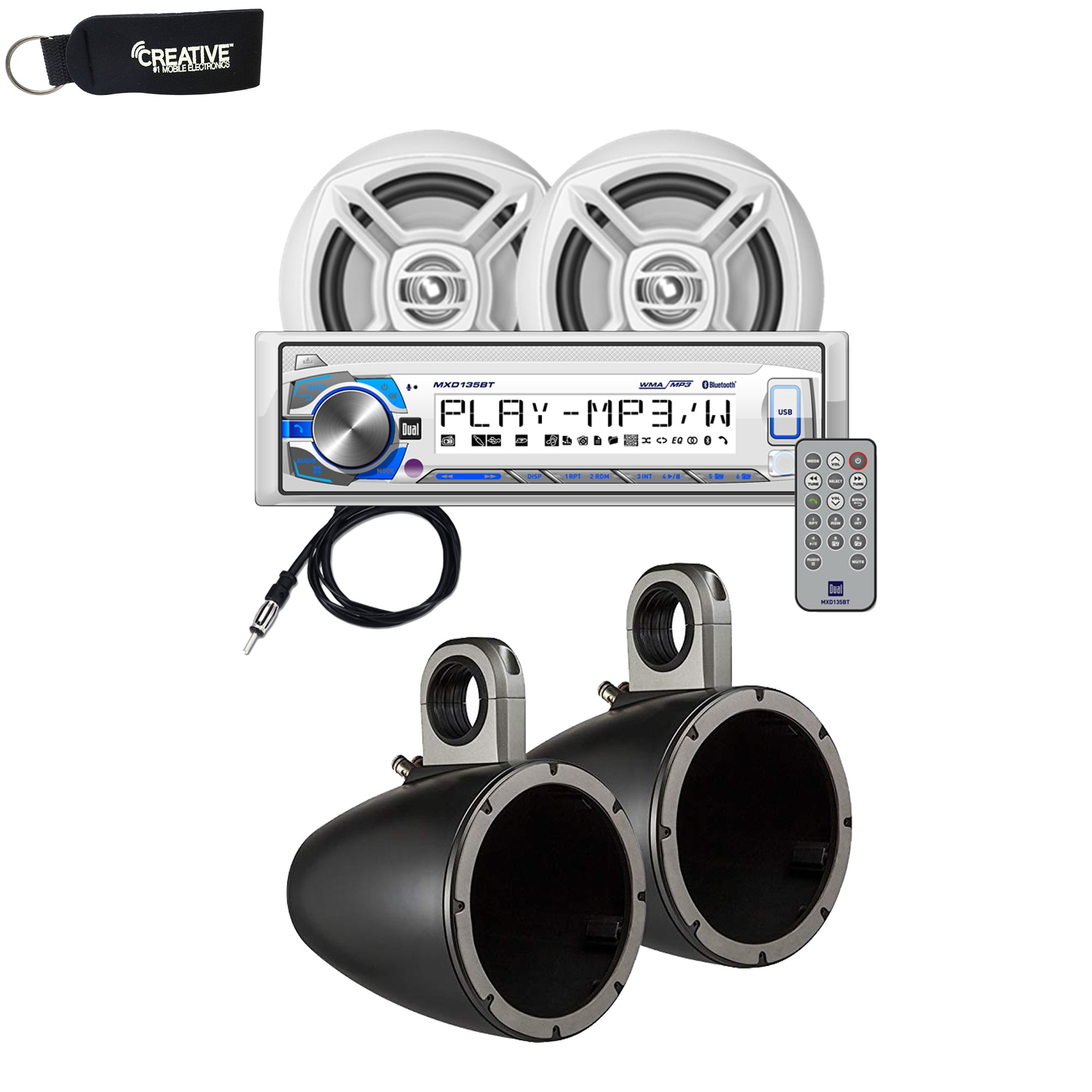 UTV Marine Bluetooth Audio Kit with Dual Receiver w/ USB, Aux (no CD) 2