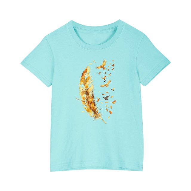 Yanlir Blouses Décontractées pour Enfants T-shirt Imprimé Mignon Été Garçons Filles T-shirt Mode Col Rond Imprimé Manches Courtes Hauts 3-10 Ans (Bleu, 3 Ans)