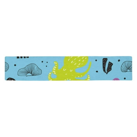 

MKHERT Cute Marine Life Octopus Table Runner for Kitchen Wedding Party Home Decor 16x72 inch