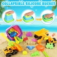 thumbnail image 6 of KiddiTouch Sand Toys, 35Pcs Beach Toys, Sandbox Toys with 3 Truck 2 Collapsible Beach Bucket, Sand Castle Toys Kit, Animal Dinosaur Molds, Shovel Set, 2 Mesh Bag, Summer Toys for Kids Toddlers Boys G, 6 of 9