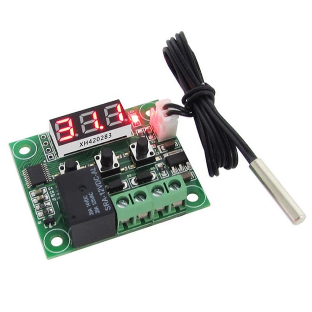 Temperature Switch LCD Display 12V Digital Temp Controller High Precision Waterproof Sensor 20A Relay Red
