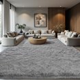 thumbnail image 1 of Alfombra Zentavio de felpa gris peludo, 203 x 254 cm, suave y de pelo alto, 1 of 8