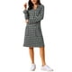 thumbnail image 1 of INSPIRE CHIC Vestidos de cuadros vintage para mujer, con cuello en V, de manga larga, casual, hasta la rodilla, vestido de camisa, L negro, 1 of 6